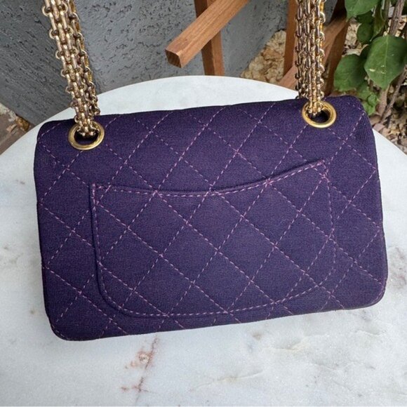 Chanel Reissue 2.55 Flap Bag Quilted Jersey 224 Double Flap Crossbody - Picture 6 of 14